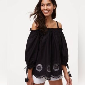 Loft Cold Shoulder Top Cutout Design Sz S eggplant color